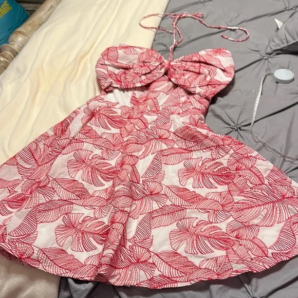 Floral Red and White Dress - Picture 1 of 6